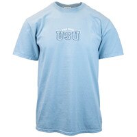 Arched utah state usu light blue unisex t-shirt